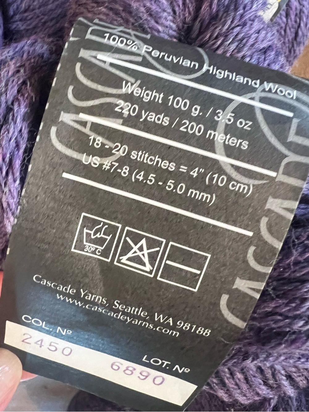 Cascade 220 Heathers Yarn in Purple 2450 Lot of 5 new - Picture 3 of 4